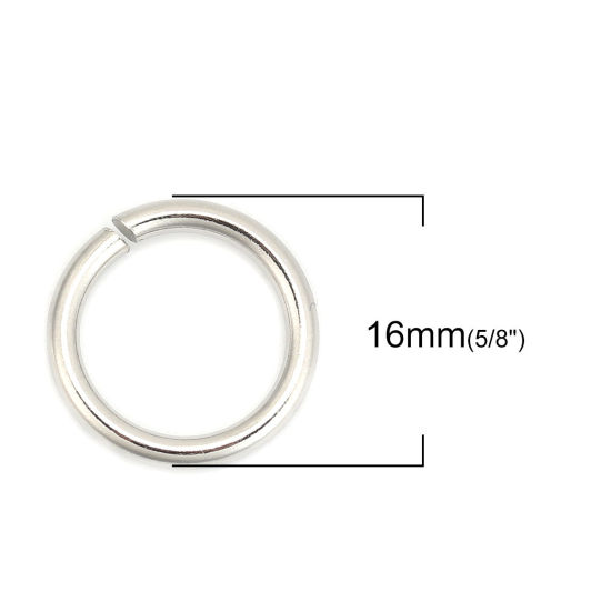 Picture of 2mm 304 Stainless Steel Open Jump Rings Findings Silver Tone 16mm( 5/8") Dia., 50 PCs