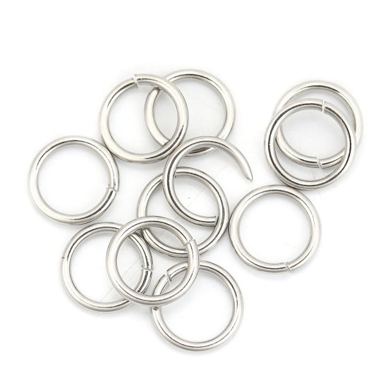 Picture of 50 PCs 16mm Dia., 2mm(12 gauge) 304 Stainless Steel Open Jump Rings Findings For Jewelry Making Silver Tone Round