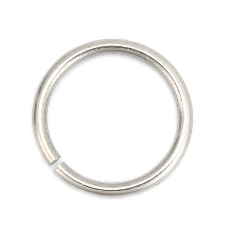 Picture of 20 PCs 20mm Dia., 2mm(12 gauge) 304 Stainless Steel Open Jump Rings Findings For Jewelry Making Silver Tone Round