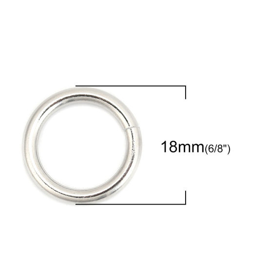 Imagen de 20 Unidades 18mm Diámetro, 2.5mm 304 Acero Inoxidable Abierto Argollas Tono de Plata Ronda