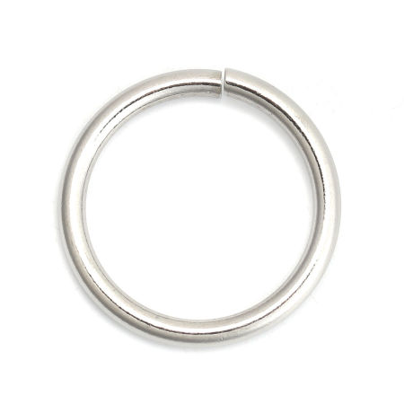 Picture of 10 PCs 30mm Dia., 3mm 304 Stainless Steel Open Jump Rings Findings For Jewelry Making Silver Tone Round