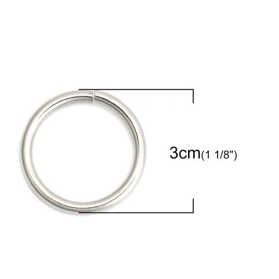 Image de 10 Pcs 30mm Dia, 3mm Anneaux de Jonction pour la Fabrication de Bijoux Ouvert en 304 Acier Inoxydable Argent Mat Rond