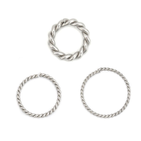 Picture of 1.5mm 304 Stainless Steel Open Jump Rings Findings Braided Silver Tone 8mm( 3/8") Dia., 30 PCs