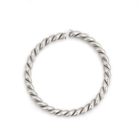 Picture of 1.5mm 304 Stainless Steel Open Jump Rings Findings Braided Silver Tone 16mm( 5/8") Dia., 20 PCs