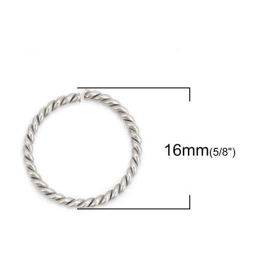 Picture of 1.5mm 304 Stainless Steel Open Jump Rings Findings Braided Silver Tone 16mm( 5/8") Dia., 20 PCs