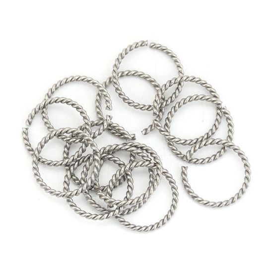 Picture of 20 PCs 16mm Dia., 1.5mm(15 gauge) 304 Stainless Steel Open Jump Rings Findings For Jewelry Making Silver Tone Braided