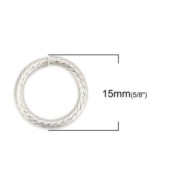 Image de 2mm Anneaux de Jonction en 304 Acier Inoxydable Anneaux Ouverts Tressé Argent Mat 15mm Dia., 20 Pcs