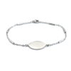 Picture of 304 Stainless Steel Bracelets Silver Tone Marquise Blank Stamping Tags 22cm(8 5/8") long, 1 Piece
