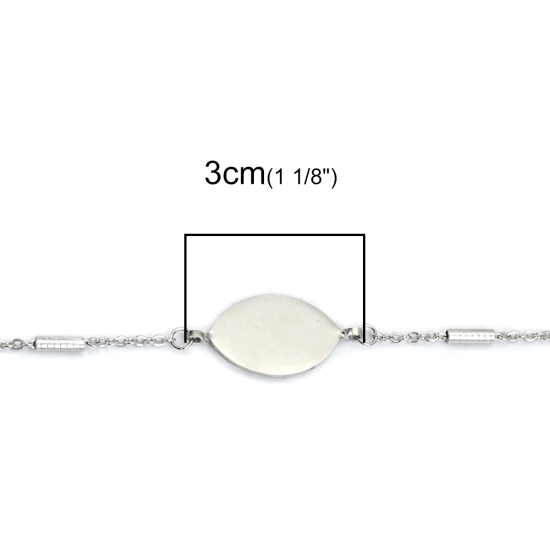 Immagine di 304 Acciaio Inossidabile Braccialetti Tono Argento Olive Modifiche in bianco di timbratura 22cm Lunghezza, 1 Pz