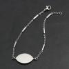 Picture of 304 Stainless Steel Bracelets Silver Tone Marquise Blank Stamping Tags 22cm(8 5/8") long, 1 Piece