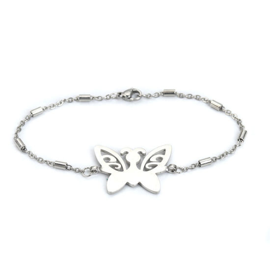 Immagine di 304 Acciaio Inossidabile Braccialetti Tono Argento Ancora 23cm Lunghezza, 1 Pz