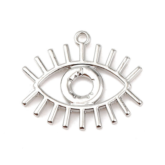Picture of Zinc Based Alloy Charms Eye Silver Tone 26mm(1") x 22mm( 7/8"), 10 PCs