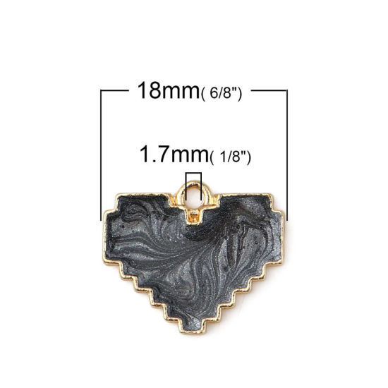 Imagen de Zamak Colgantes Charms Corazón Chapado en Oro Rojo Esmalte 18mm x 15mm, 10 Unidades