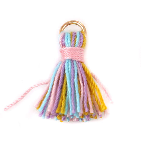 Image de Breloques Franges en Coton Doré Multicolore 19mm long - 18mm long, 20 Pcs