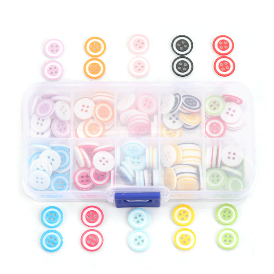 Picture of Acrylic Buttons Mixed Color Round 13mm Dia. - 12mm Dia., 1 Box (Approx 150 PCs/Box)