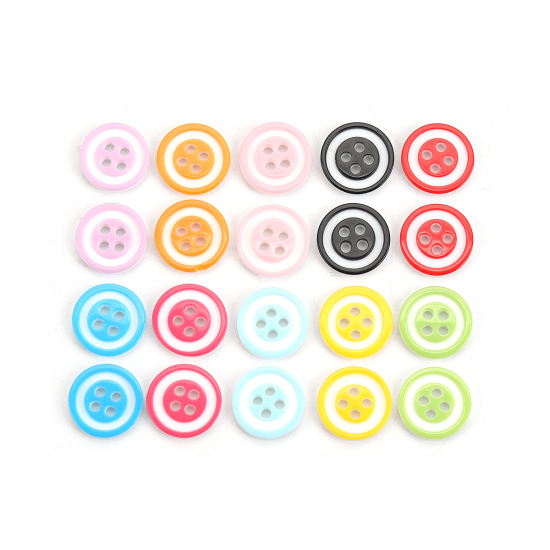 Picture of Acrylic Buttons Mixed Color Round 13mm Dia. - 12mm Dia., 1 Box (Approx 150 PCs/Box)