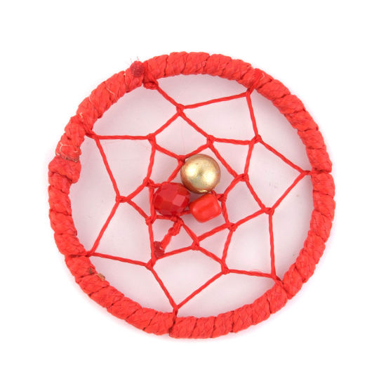 Picture of Faux Leather Dream Catcher For DIY & Craft Red 42mm(1 5/8") Dia., 3 PCs