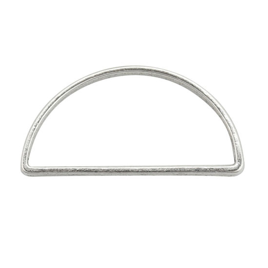 Bild von Zinklegierung Charms Halbrund Silberfarbe Geometrisch 29mm x 14mm, 20 Stück