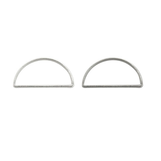 Bild von Zinklegierung Charms Halbrund Silberfarbe Geometrisch 29mm x 14mm, 20 Stück