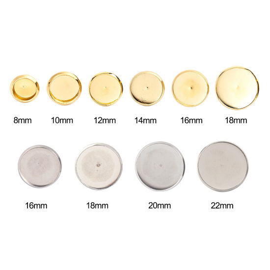 Image de Boucles d'Oreilles Puces en 304 Acier Inoxydable Rond Argent Mat Cabochon Rapportable (Adapté à 18mm Dia ) 20mm Dia., Epaisseur de Fil: (20 gauge), 10 Pcs