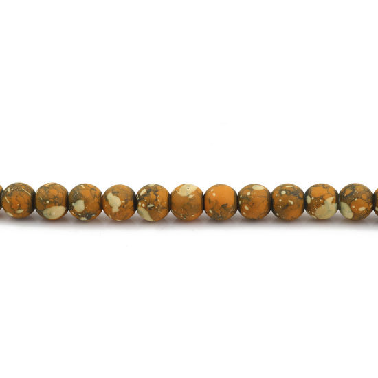 Picture of Glass Beads Round Khaki Spot About 9mm Dia. - 8mm Dia, Hole: Approx 1.2mm, 78cm long, 2 Strands (Approx 102 PCs/Strand)