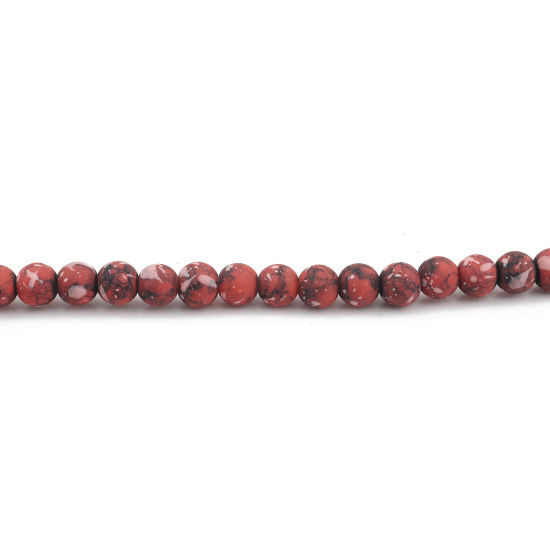 Picture of Glass Beads Round Dark Red Spot About 9mm Dia. - 8mm Dia, Hole: Approx 1.2mm, 79cm long, 2 Strands (Approx 103 PCs/Strand)