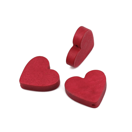 Picture of Natural Wood Spacer Beads Heart Red About 21mm x 19mm, Hole: Approx 1.1mm, 30 PCs