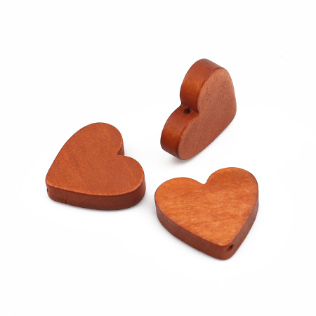Picture of Natural Wood Spacer Beads Heart Light Coffee About 21mm x 19mm, Hole: Approx 1.1mm, 30 PCs