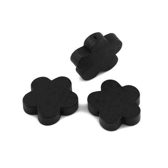 Immagine di Legno Separatori Perline Fiore della Prugna Nero 20mm x 19mm - 20mm x 18mm, Foro: Circa 1.1mm, 30 Pz