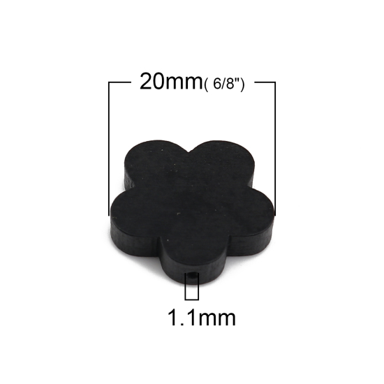 Immagine di Legno Separatori Perline Fiore della Prugna Nero 20mm x 19mm - 20mm x 18mm, Foro: Circa 1.1mm, 30 Pz