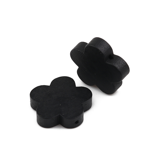 Immagine di Legno Separatori Perline Fiore della Prugna Nero 20mm x 19mm - 20mm x 18mm, Foro: Circa 1.1mm, 30 Pz