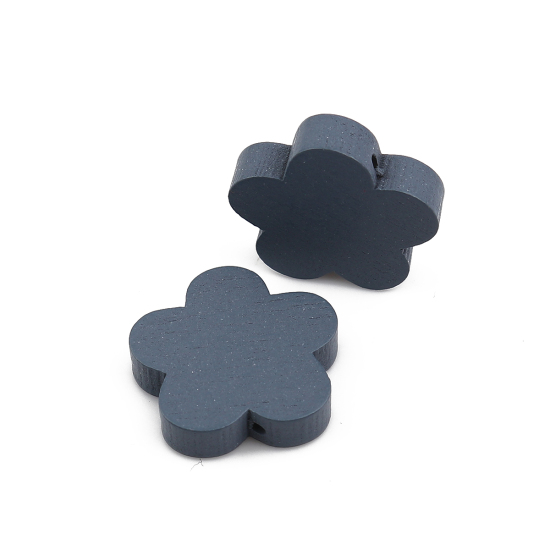 Immagine di Legno Separatori Perline Fiore della Prugna Grigio 20mm x 19mm - 20mm x 18mm, Foro: Circa 1.1mm, 30 Pz