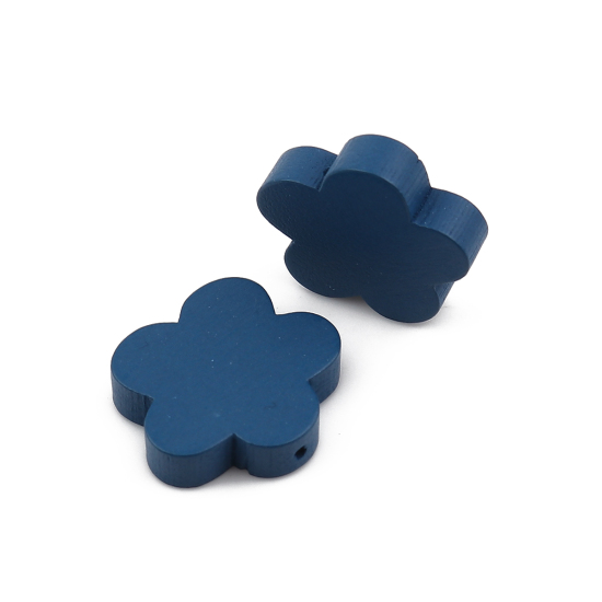 Immagine di Legno Separatori Perline Fiore della Prugna Blu 20mm x 19mm - 20mm x 18mm, Foro: Circa 1.1mm, 30 Pz