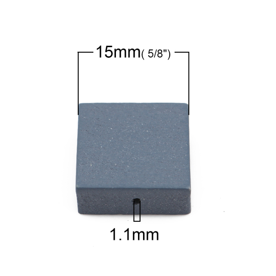 Picture of Natural Wood Spacer Beads Square Gray About 15mm x15mm - 15mm x14mm, Hole: Approx 1.1mm, 30 PCs