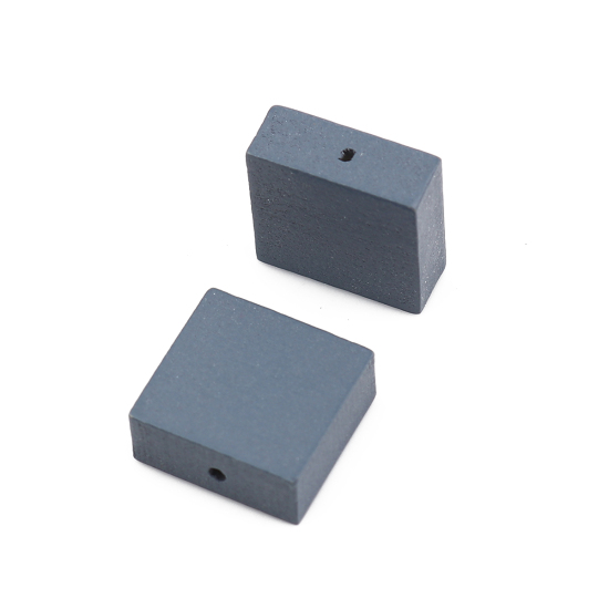 Picture of Natural Wood Spacer Beads Square Gray About 15mm x15mm - 15mm x14mm, Hole: Approx 1.1mm, 30 PCs