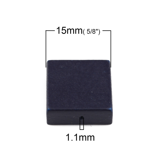 Picture of Natural Wood Spacer Beads Square Blue Black About 15mm x15mm - 15mm x14mm, Hole: Approx 1.1mm, 30 PCs