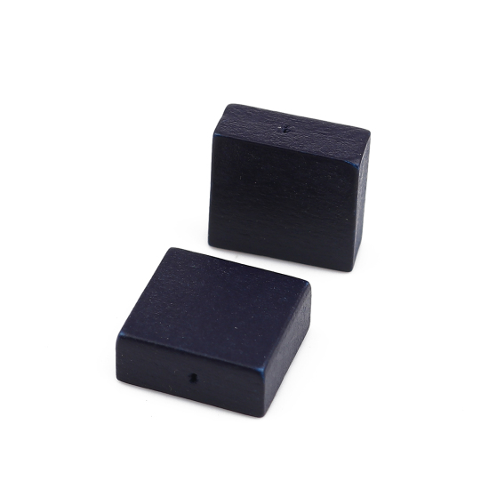 Picture of Natural Wood Spacer Beads Square Blue Black About 15mm x15mm - 15mm x14mm, Hole: Approx 1.1mm, 30 PCs