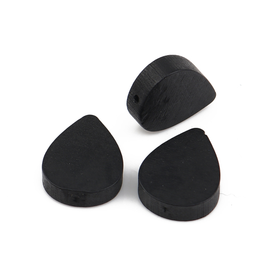 Picture of Natural Wood Spacer Beads Drop Black About 19mm x 16mm, Hole: Approx 1.1mm, 30 PCs
