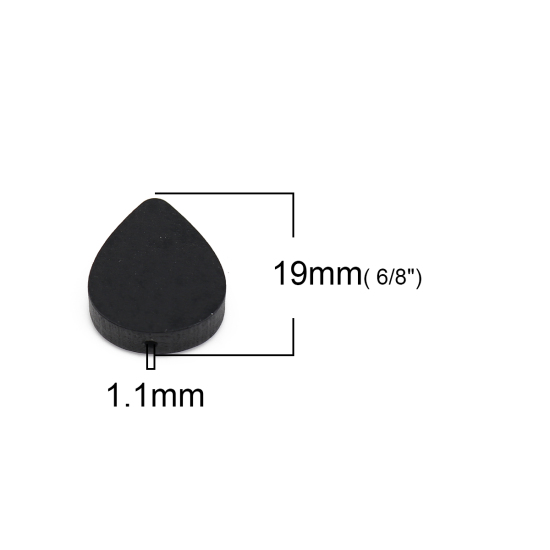 Picture of Natural Wood Spacer Beads Drop Black About 19mm x 16mm, Hole: Approx 1.1mm, 30 PCs