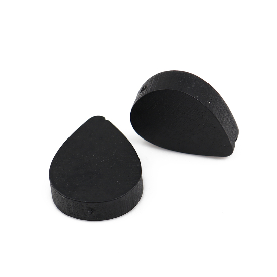 Picture of Natural Wood Spacer Beads Drop Black About 19mm x 16mm, Hole: Approx 1.1mm, 30 PCs