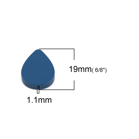 Picture of Natural Wood Spacer Beads Drop Blue About 19mm x 16mm, Hole: Approx 1.1mm, 30 PCs