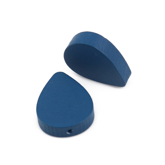 Picture of Natural Wood Spacer Beads Drop Blue About 19mm x 16mm, Hole: Approx 1.1mm, 30 PCs