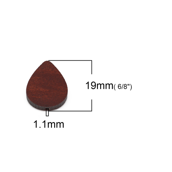 Picture of Natural Wood Spacer Beads Drop Dark Coffee About 19mm x 16mm, Hole: Approx 1.1mm, 30 PCs