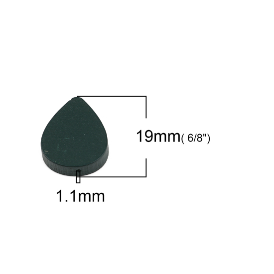 Picture of Natural Wood Spacer Beads Drop Dark Green About 19mm x 16mm, Hole: Approx 1.1mm, 30 PCs