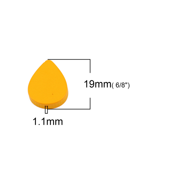 Picture of Natural Wood Spacer Beads Drop Yellow About 19mm x 16mm, Hole: Approx 1.1mm, 30 PCs