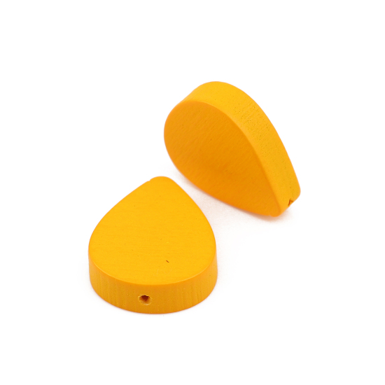 Picture of Natural Wood Spacer Beads Drop Yellow About 19mm x 16mm, Hole: Approx 1.1mm, 30 PCs