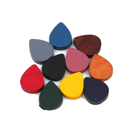 Picture of Natural Wood Spacer Beads Drop Yellow About 19mm x 16mm, Hole: Approx 1.1mm, 30 PCs