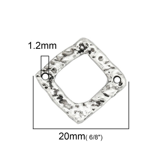 Immagine di Lega di Zinco Connettore Accessori Rombo Argento Antico 20mm x 19mm, 50 Pz