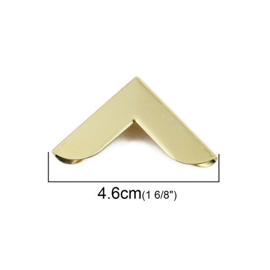 Picture of Iron Based Alloy Book Scrapbooking Albums Menus Folders Corner Protector Triangle Gold Plated 46mm(1 6/8") x 25mm(1"), 50 PCs