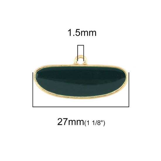 Imagen de Zamak Colgantes Charms Óvalo Chapado en Oro Rojo Esmalte Completo 27mm x 12mm, 10 Unidades